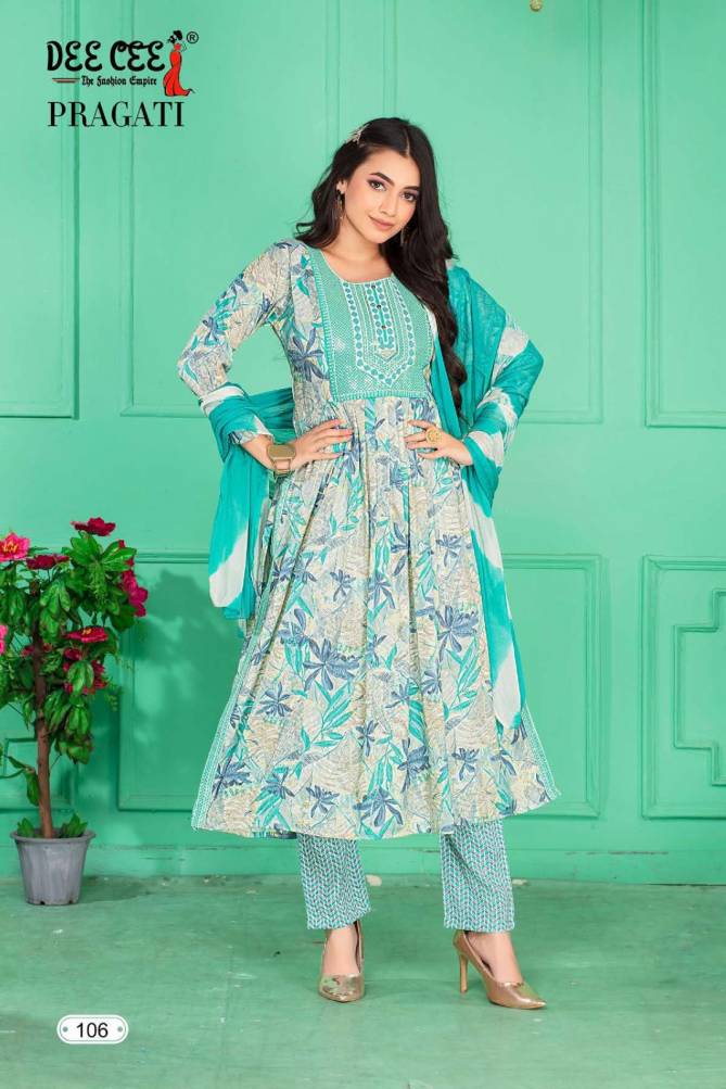 Pragati By Deecee Printed Naira Cut Kurti With Bottom Dupatta Wholesale Clothing Suppliers In India
